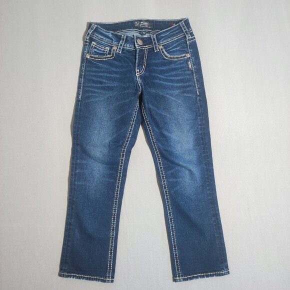 Silver Jeans Women's size W26/L22.5" Suki Mid Capri Fluid denim ink blue colour - Picture 1 of 16